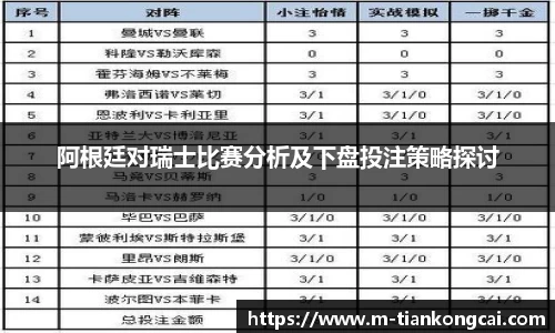 阿根廷对瑞士比赛分析及下盘投注策略探讨
